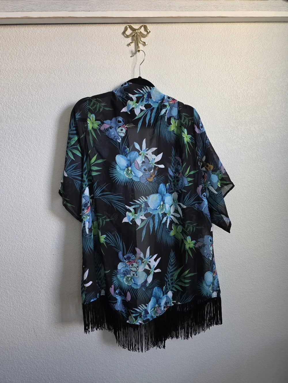 Disney Stitch Open Fringe Kimono Swim Coverup Sz L - Picture 4 of 4